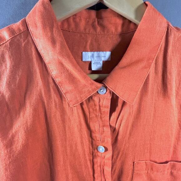 J. Jill Love Linen Large 100% Linen L/S Button Up Beachy Minimalist Vibe - Picture 4 of 5